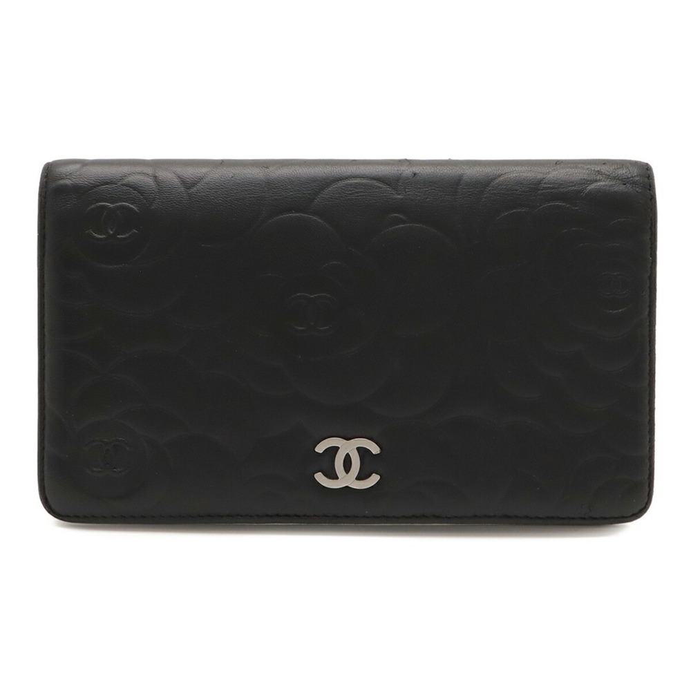 CHANEL Authentic Black Leather Logo Wallet - Picture 2 of 10